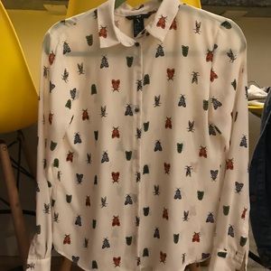 Beetle Patterned White Blouse